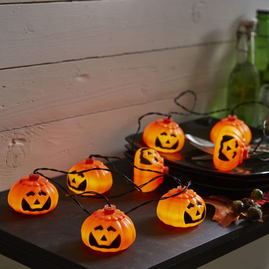 LED Lysslynge Halloween Oransje Gresskar 8 LED 210cm med Timer