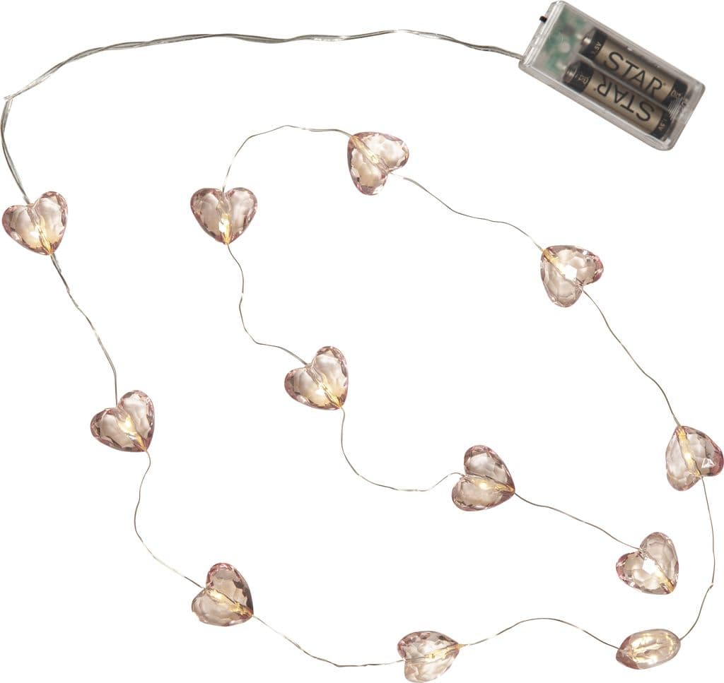 Lyslenke Valentine 12 varmhvite LED 1,6M batteridrevet