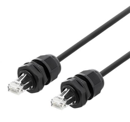 Cat6a S/FTP nettverkskabel IP68 PG13.5 RJ45 svart 5M