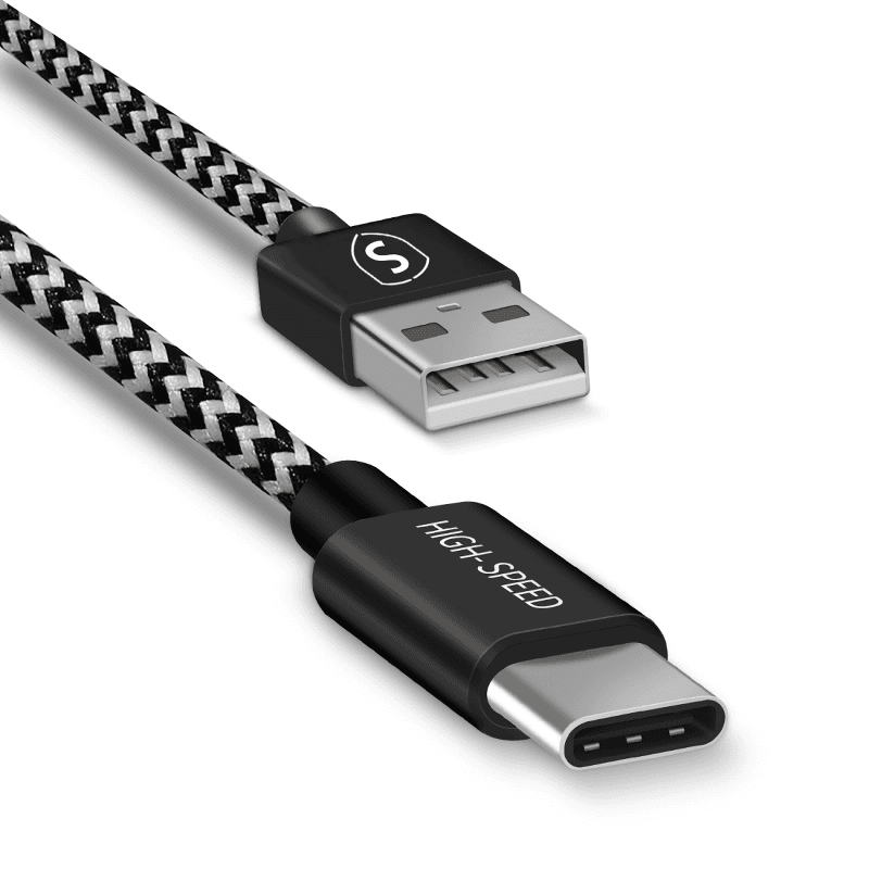 SiGN Skin USB-A til USB-C-kabel 2.1A, 2m - Svart/Hvit