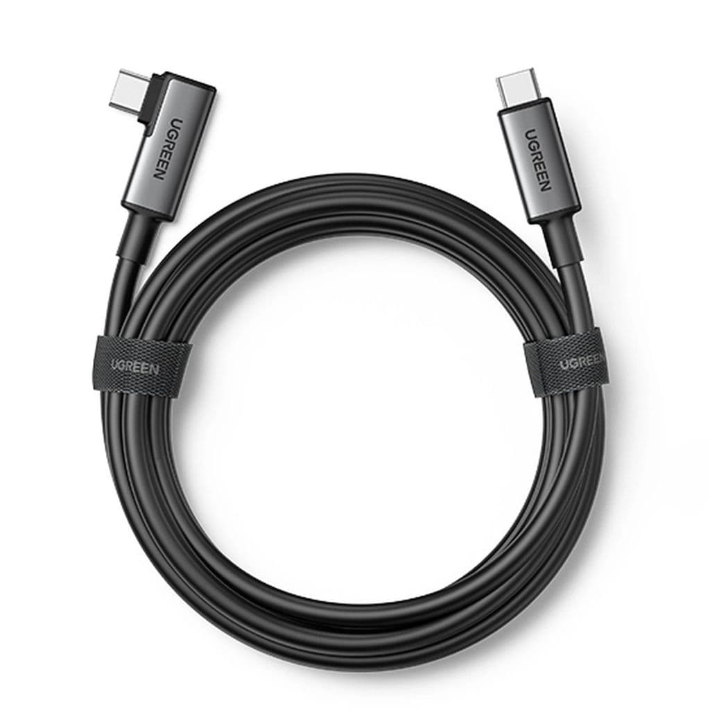 UGREEN USB-C til USB-C-kabel, vinklet høyre, 5m - Svart