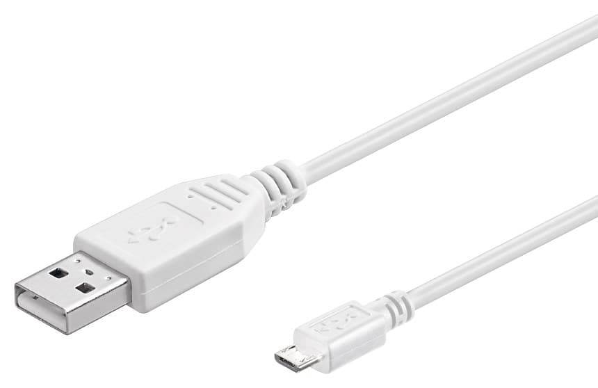 Goobay USB 2.0-kabel, micro-USB til USB-A, 15cm, hvit