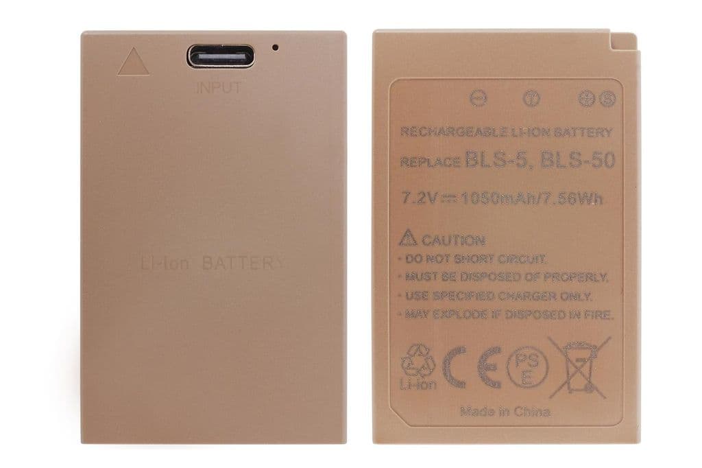 Batteri til BLS-5 erstatningsbatteri Type-C-port