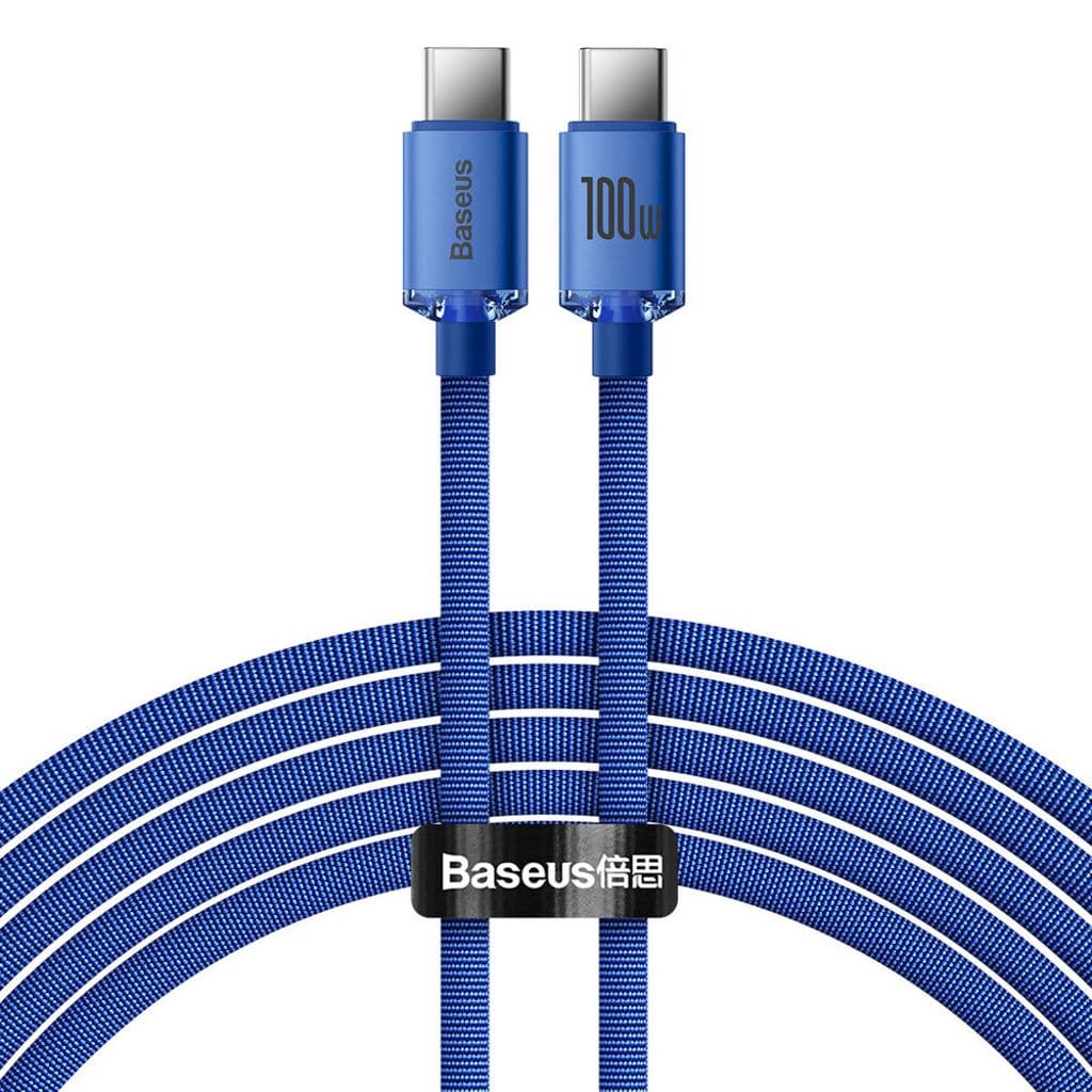 Baseus Crystal Shine USB-C til USB-C Ladekabel 100W, 2m - Blå