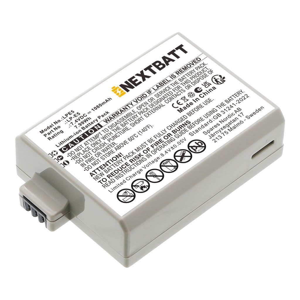 Batteri til Canon LP-E5 EOS450D 500D, 1000D etc 7.4V 1500mAh
