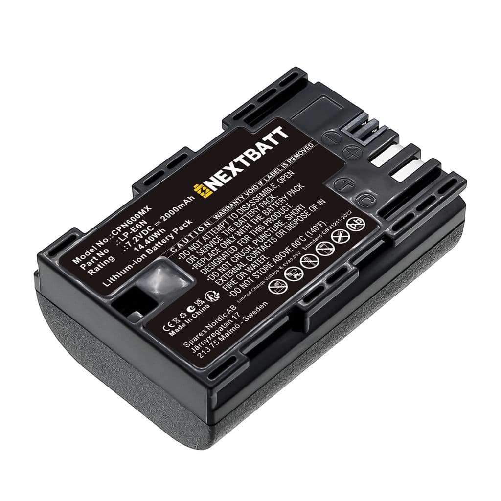 Batteri til Canon EOS 70D, 5D Mark II/III osv. 1900mAh, 7,4V