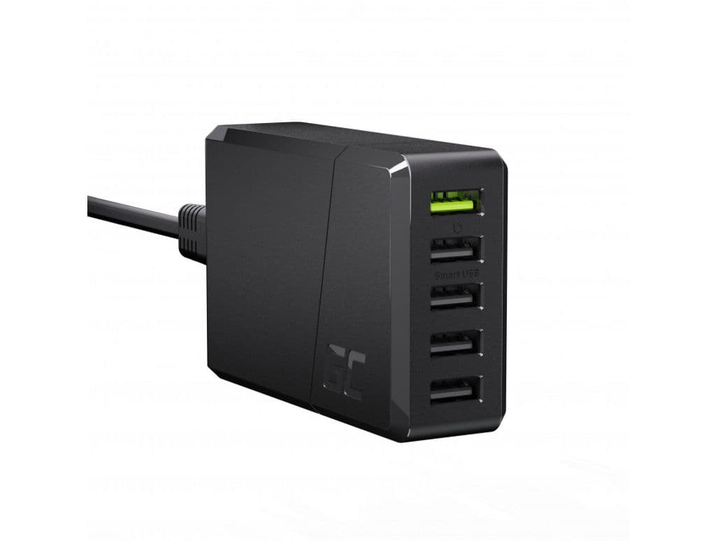 Grønn cellevegglader ChargeSource 5, 5xUSB, 52W, hurtiglading