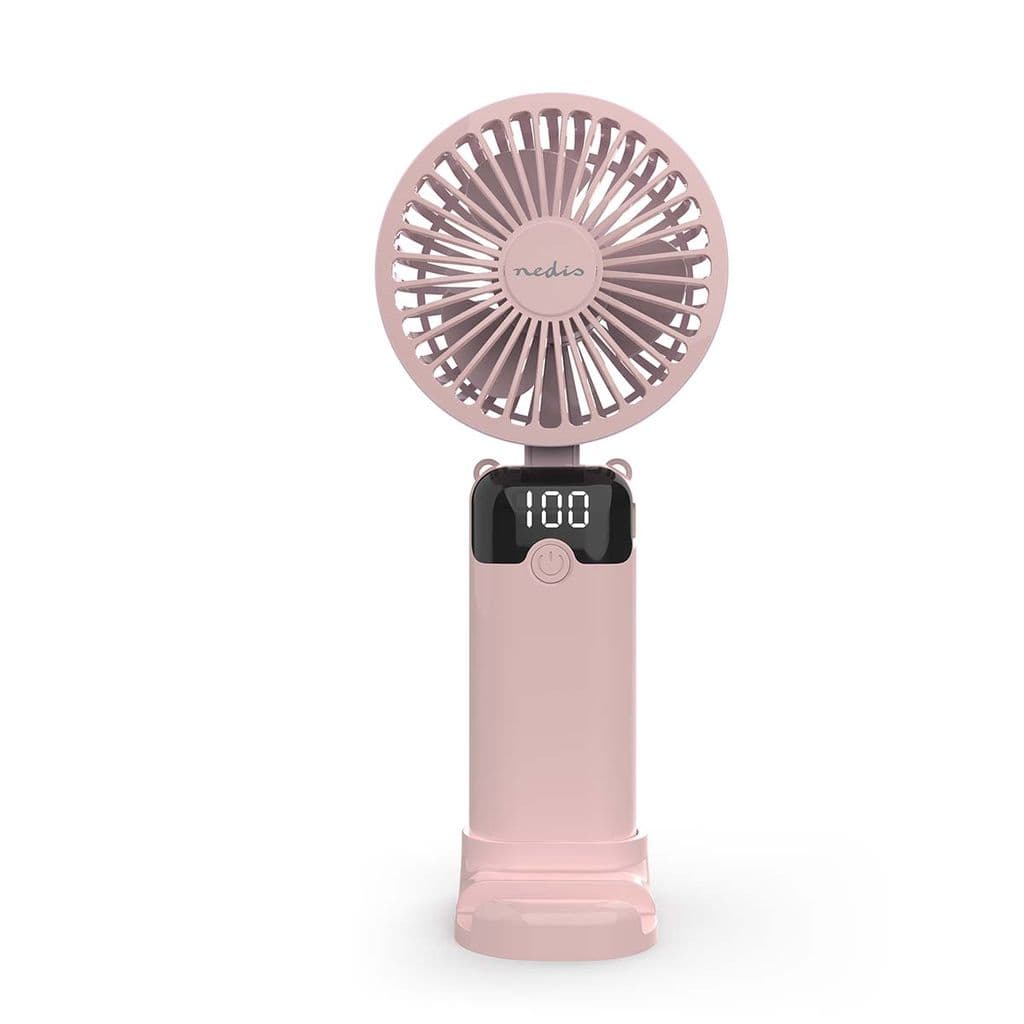 Nedis håndholdt vifte 90 mm, 6-trinns, rosa