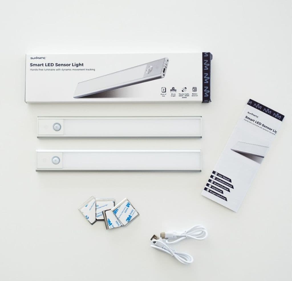 Sunmatic Sensorlampe LED 30cm 2-pakning - for skap og garderober - Bevegelsessensor