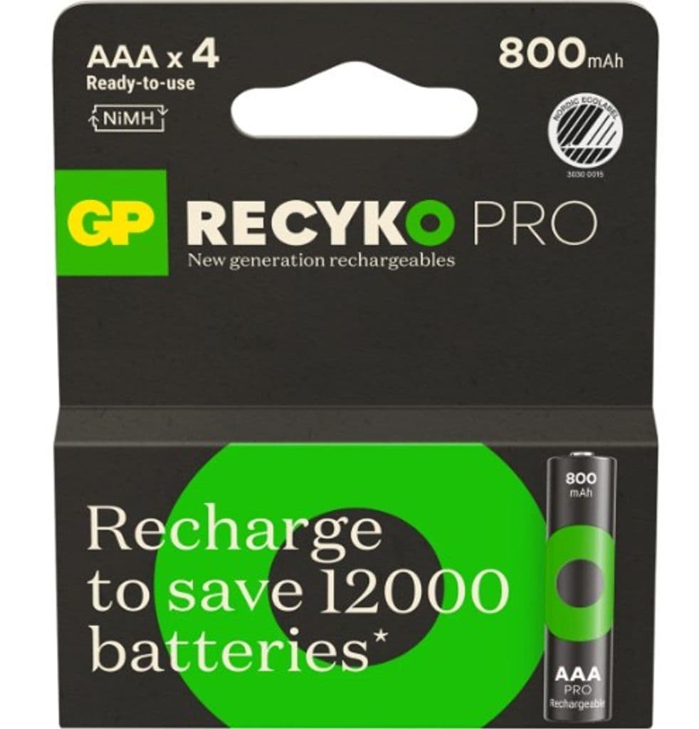 AAA Recyko Pro GP 800mAh NI-MH - 4 pakke