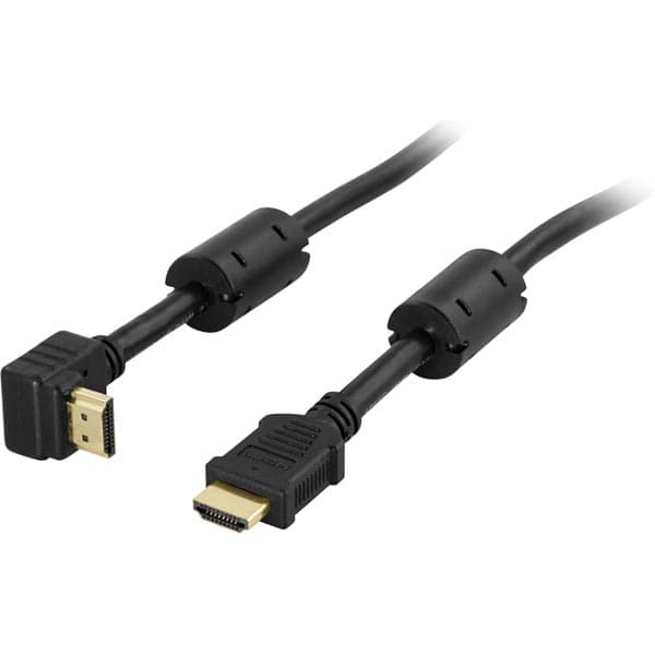 DELTACO HDMI-kabel, vinklet, 1m, svart