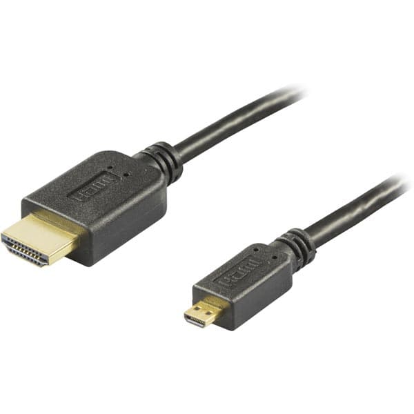 DELTACO HDMI-kabel, hann til mikro hann, 5 m, svart