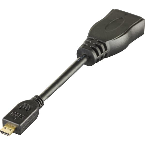 DELTACO HDMI-adapter, micro HDMI hann til hunn, svart