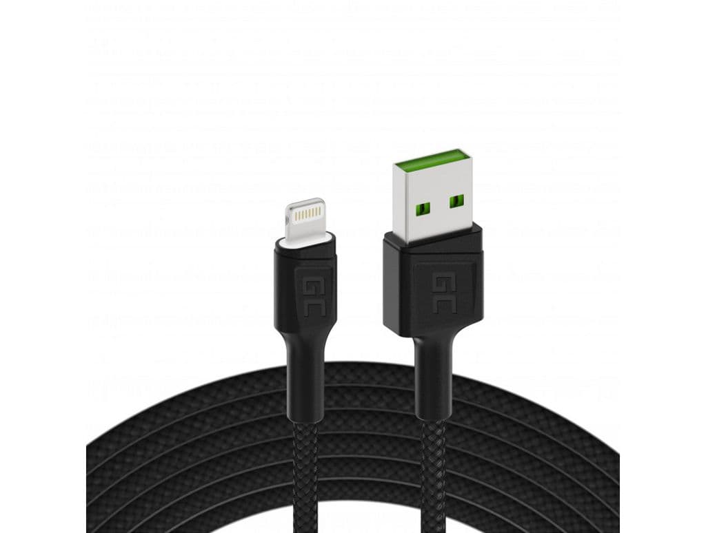 Green Cell Cable Ray, USB-A - Lightning, LED, 1,2m, hurtiglading