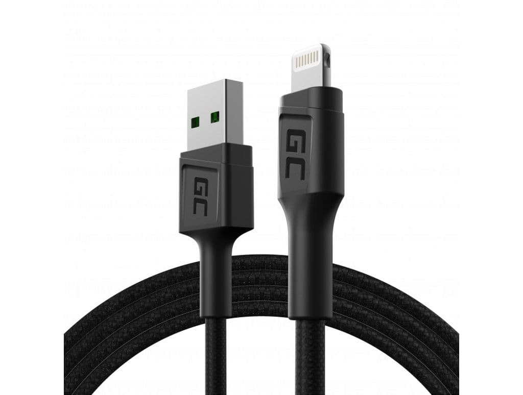 Grønn cellekabel PowerStream USB-A - Lightning 1,2m QC Apple 2,4A