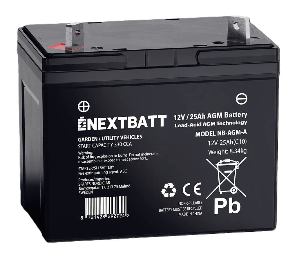 NEXTBATT AGM-batteri U1 12V 25Ah – 195x125x156 mm