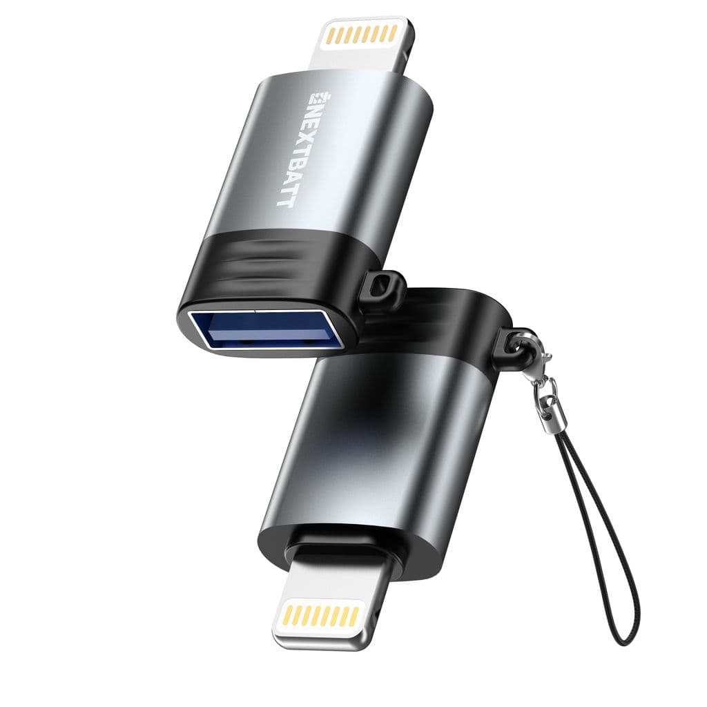 NEXTBATT USB-A hunn til Lightning-adapter - svart/grå 1-pakning