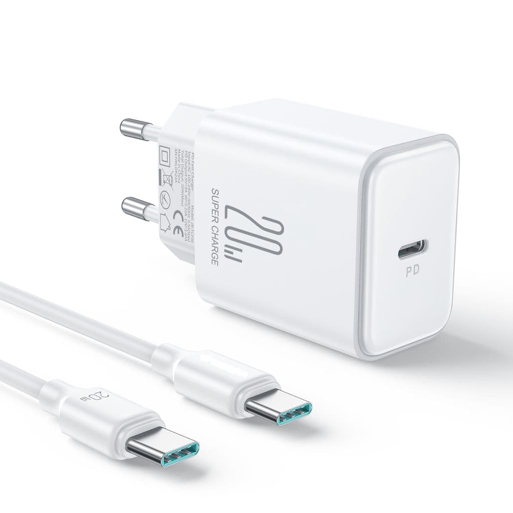 Hurtiglader for iPhone 15/16/17 USB-C strømadapter 20W + kabel 1m, 3A