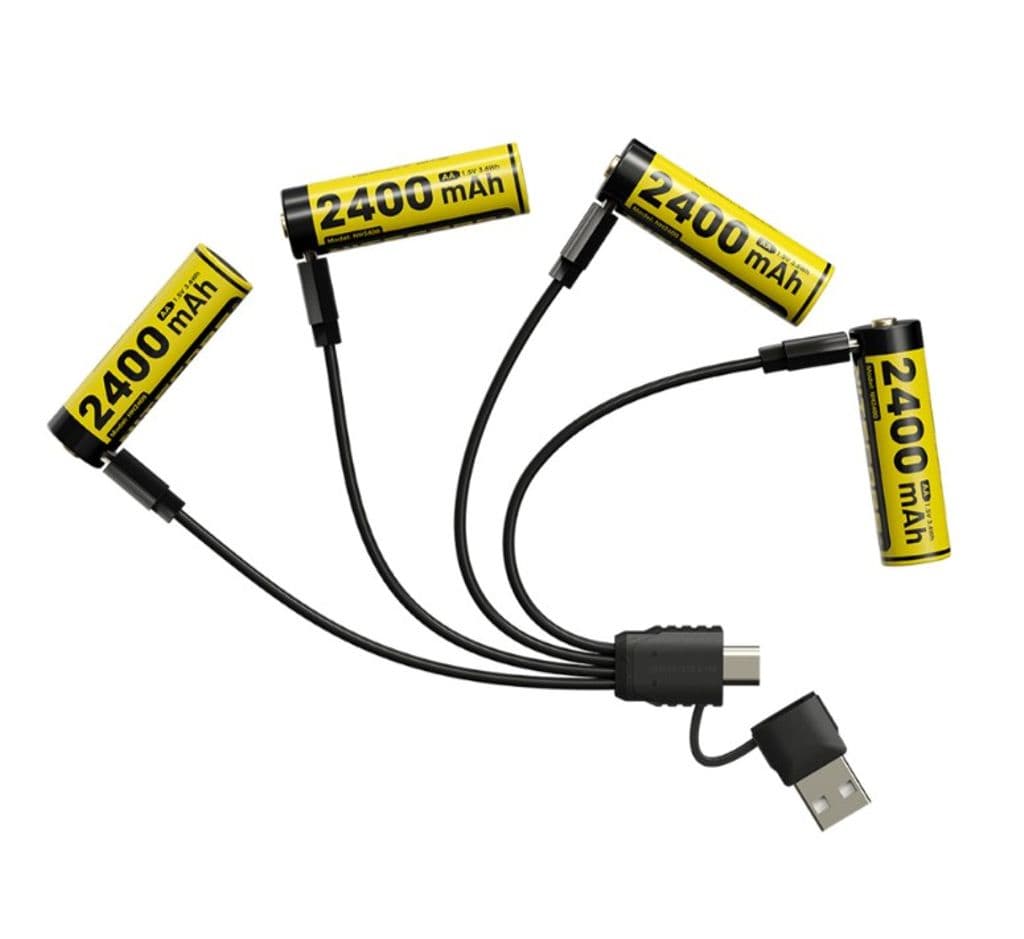 Nitecore NH2400 Li-ion 2400mah oppladbart AA-batteri med USB-C - 4-pakning