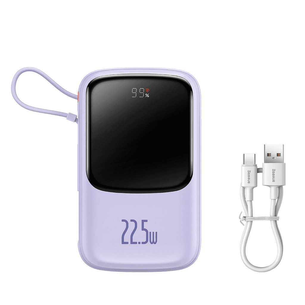 Baseus Qpow Pro Fast Charge Power Bank 10000mAh 22.5W nødlader - Lilla