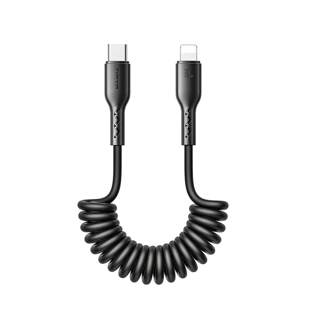 Joyroom 30W kveilet USB-C til lynrask billadingskabel – svart