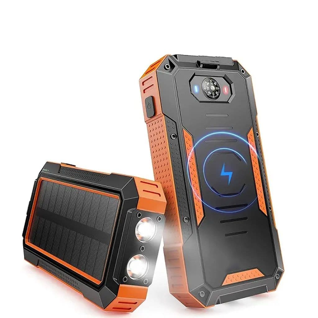 SiGN Solar Powerbank med trådløs lading, 20000mAh - oransje