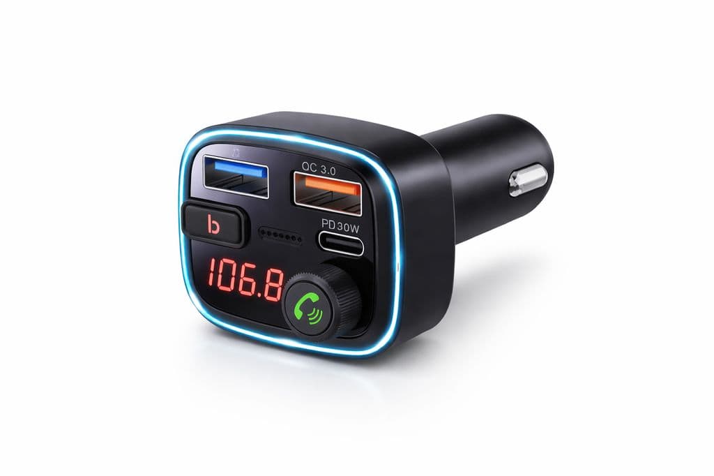 SiGN FM-sender og billader 48W, 2x USB-A/1x USB-C 30W PD