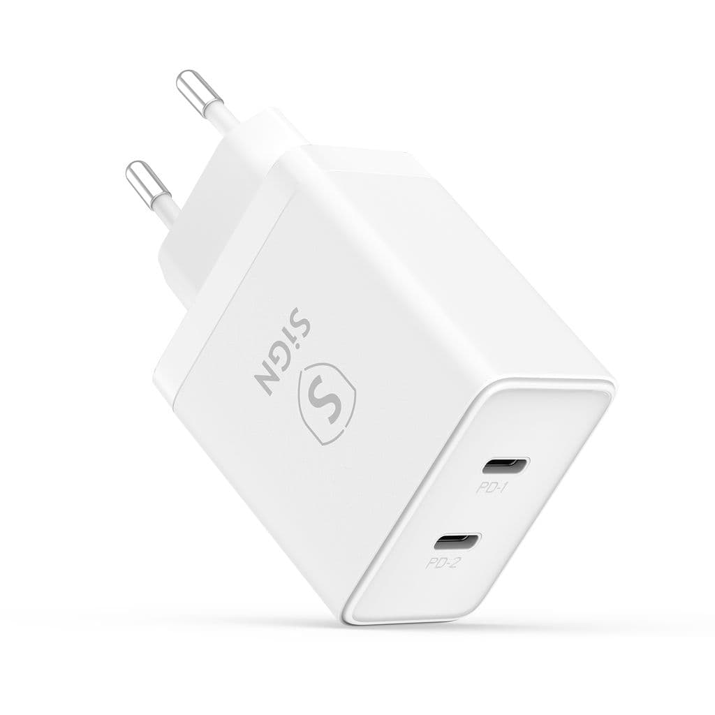 SiGN Dual USB-C PD Lader 40W - Hvit