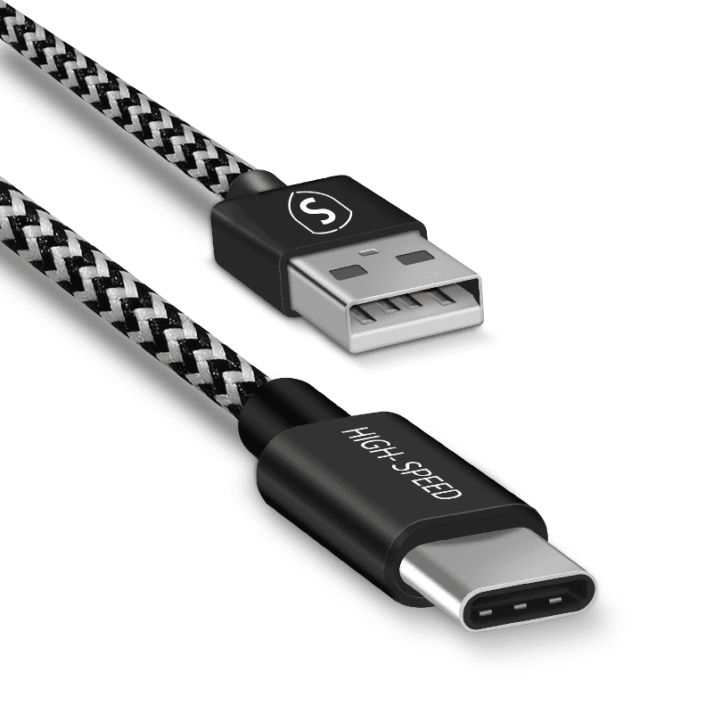 SiGN Skin USB-C-kabel 2.1A, 1.5m - Svart/Hvit