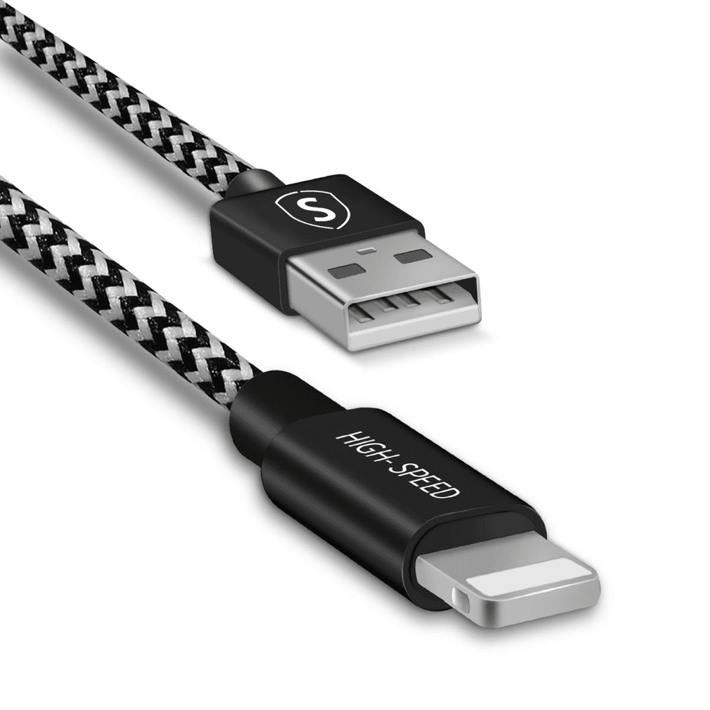 SiGN Skin Lightning-kabel 2,4A, 0,25m - Svart/Hvit