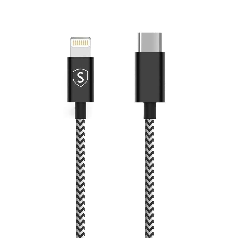 SiGN Skin USB-C til Lightning Kabel 2.4A, 0.25m - Svart/Hvit