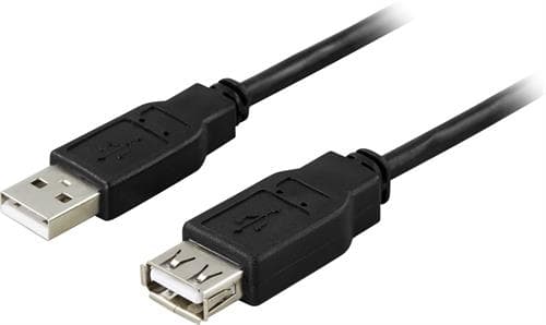 DELTACO USB 2.0-kabel Type-A han - Type-A hun, svart, 1m