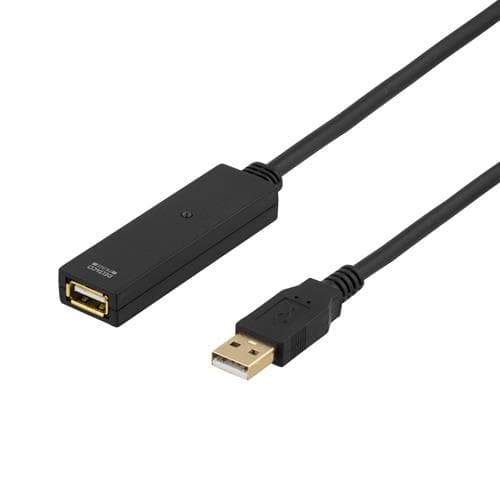 Deltaco Prime aktiv USB 2.0 forlengelseskabel, ha - ho 15m - Svart