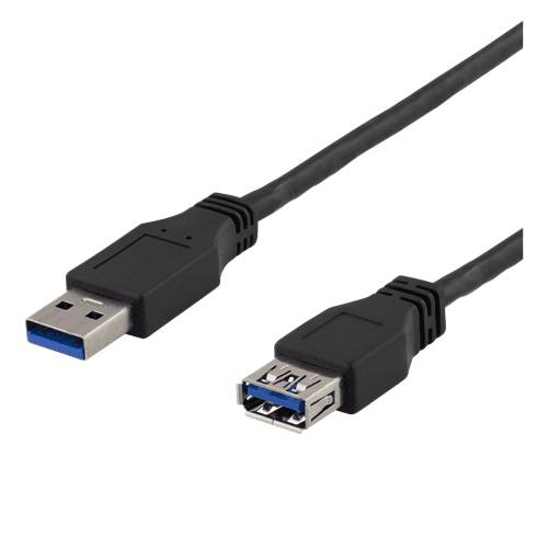 Deltaco USB-A 3.1 Gen1 forlengelseskabel hann til hunn, 1m - svart