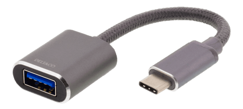 Deltaco OTG Adapter USB-C til USB-A - Grå