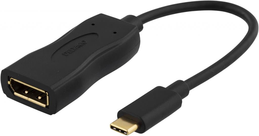 Deltaco USB-C 3.1 til DisplayPort-adapter, 20 cm - svart