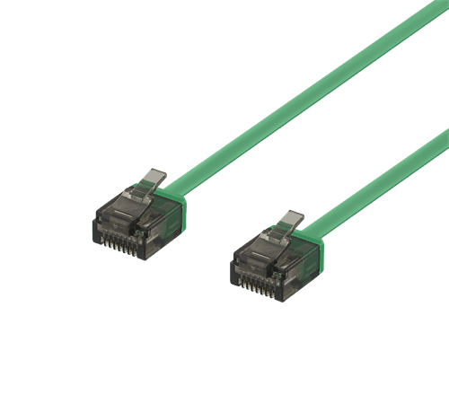 DELTACO Cat6a patchkabel, flat, 1m, grønn