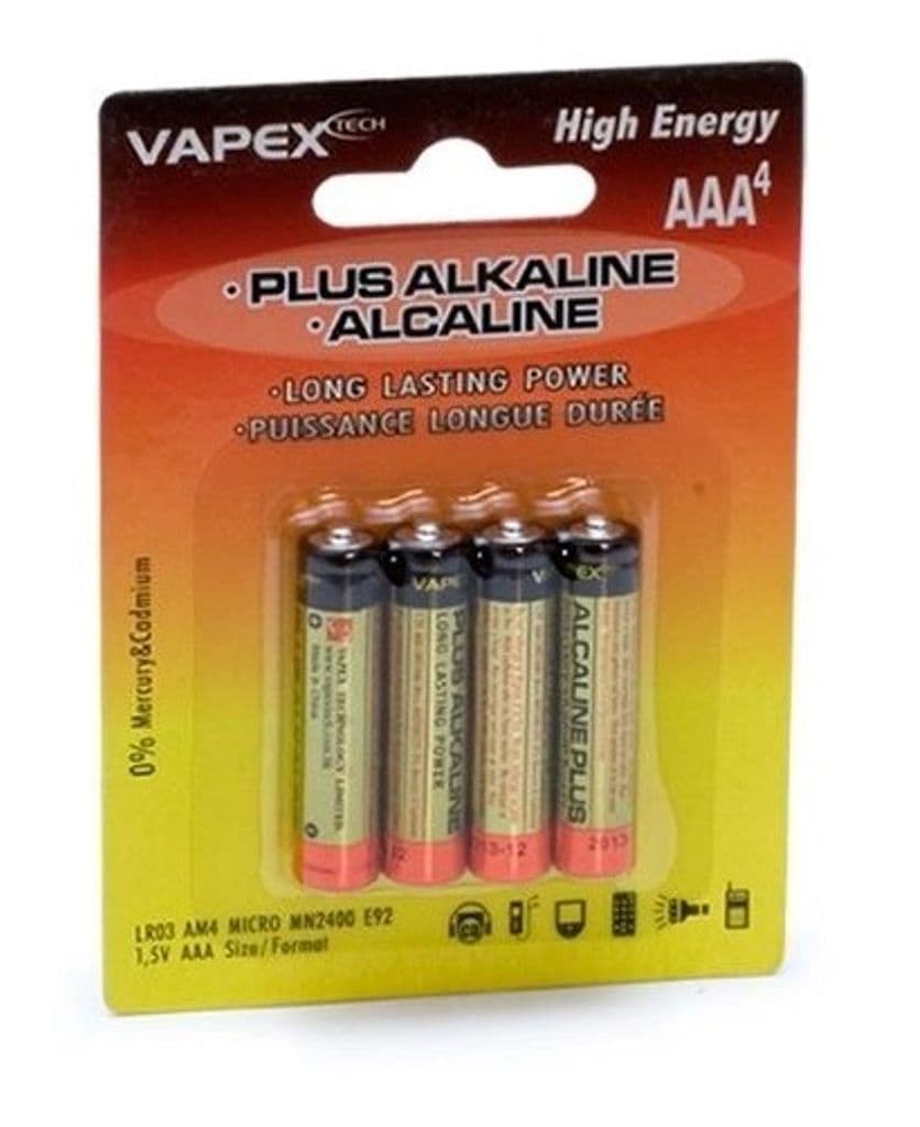 Vapex Alkaline Plus-batterier AAA 4-pakning