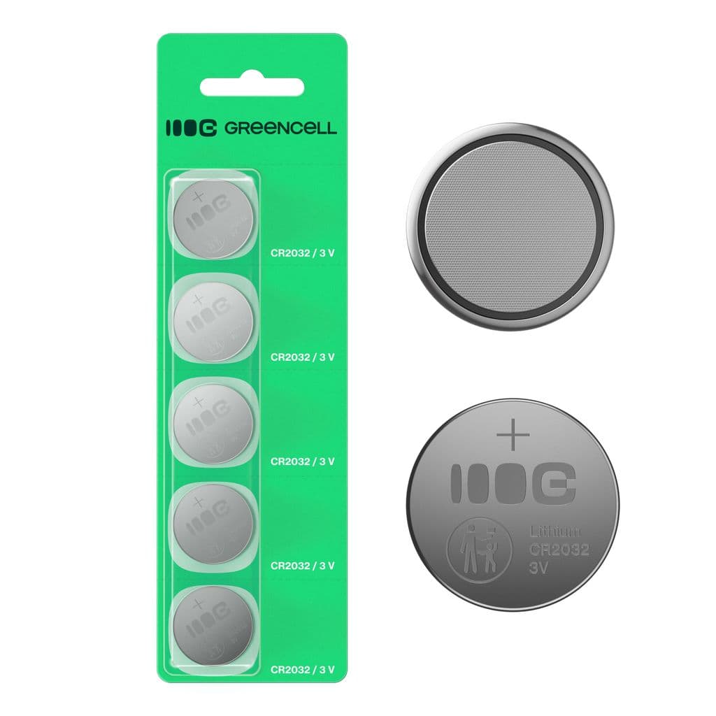 Greencell litiumknappcellebatteri CR2032 3V 220mAh, 5-pakning