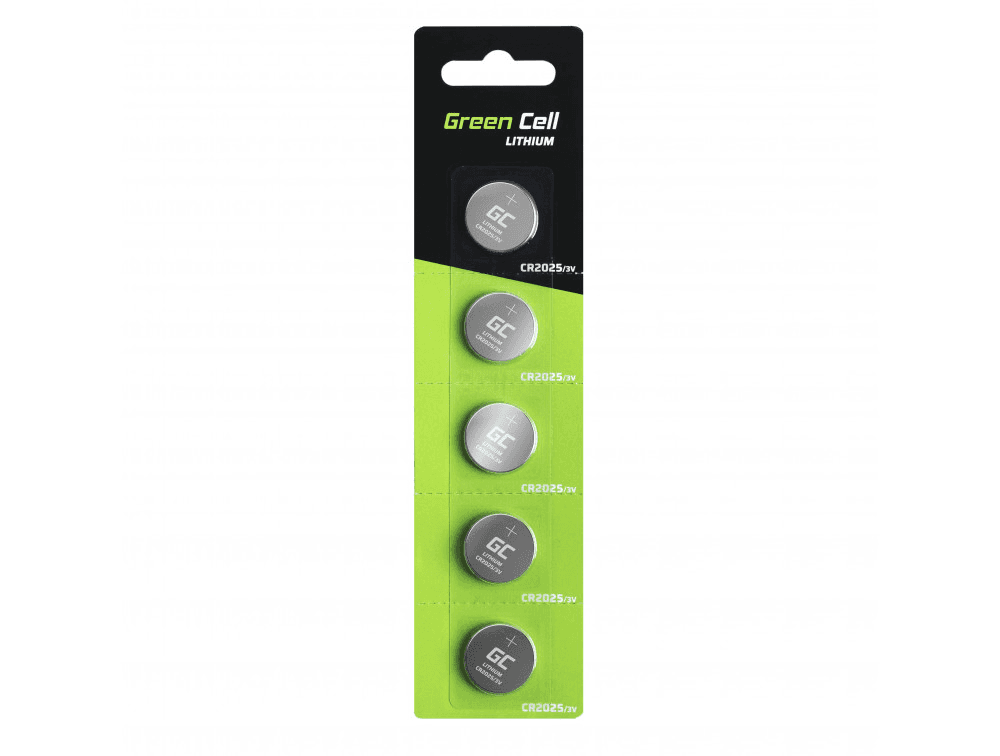 Green Cell CR2025-batterier 160 mAh, 3 V, 5-pakning
