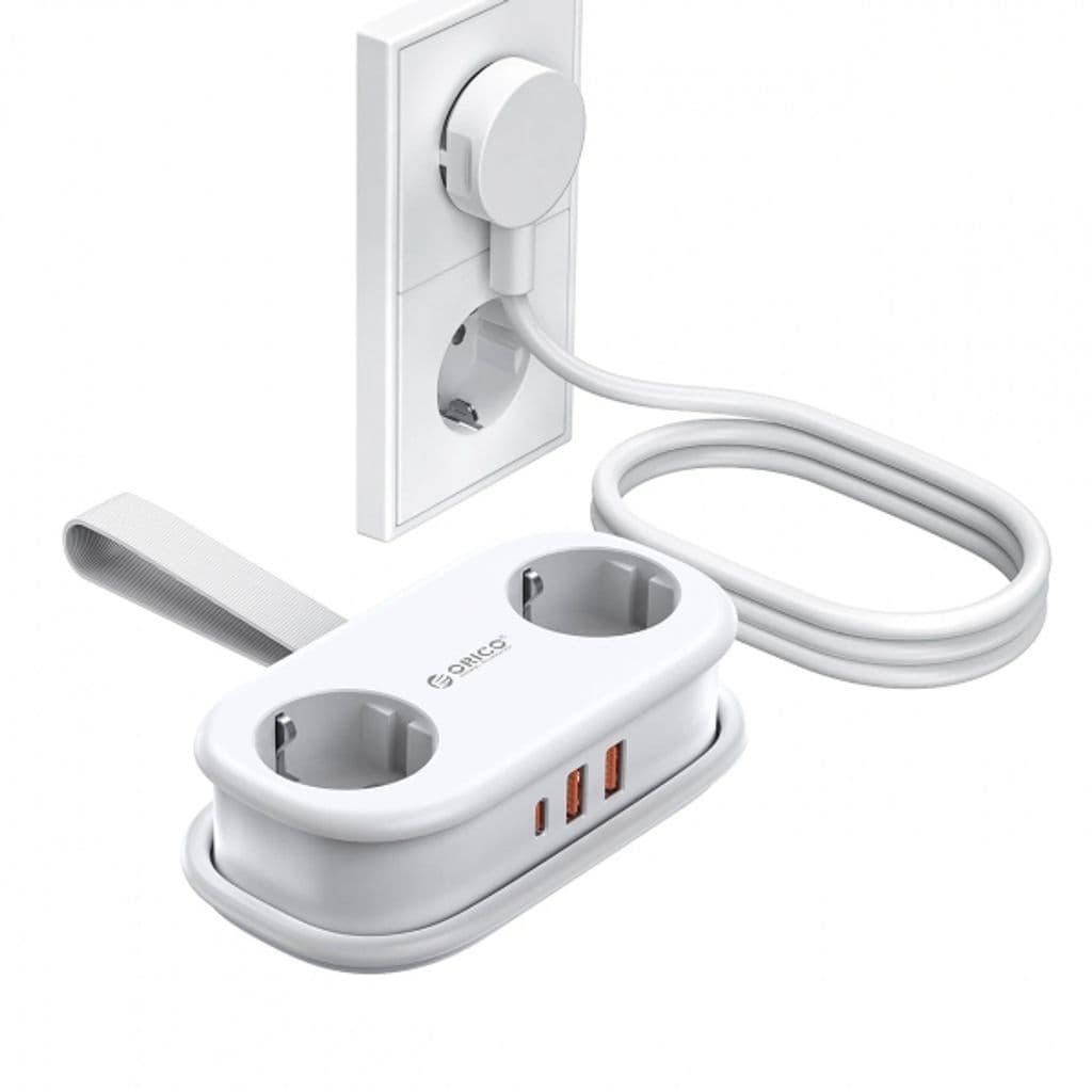 Orico AP3 Strømuttak 2x Schuko / 2x USB-A / 1x USB-C - Hvit