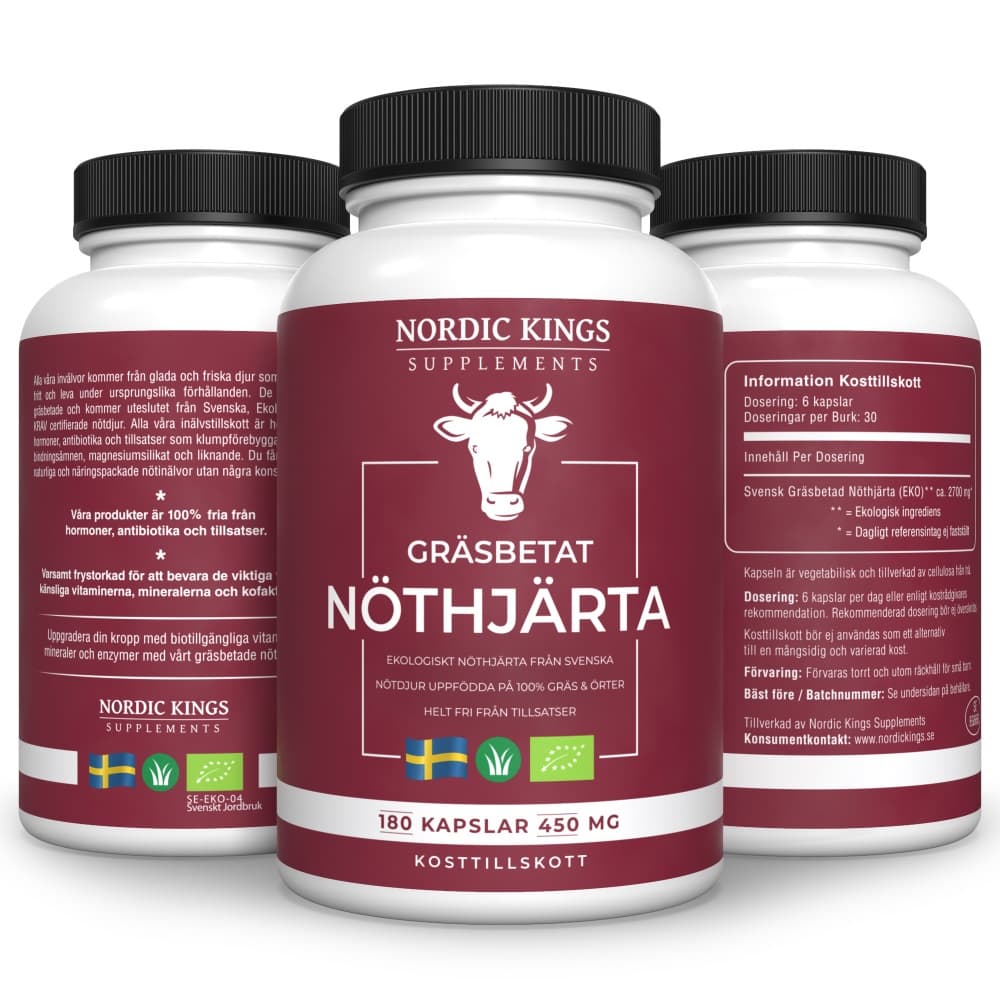 ECO Grass-Fed Beef Heart 180 Capsules 450 mg Nordic Kings
