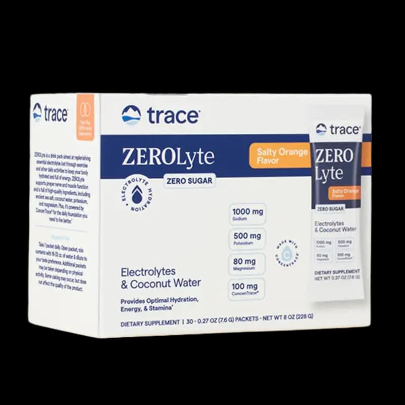 ZEROLyte Electrolyte Drink Mix Salty Orange 30 packets Trace Minerals