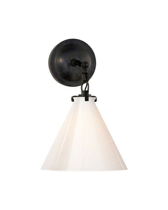 Katie Conical Sconce Bronze/White Glass