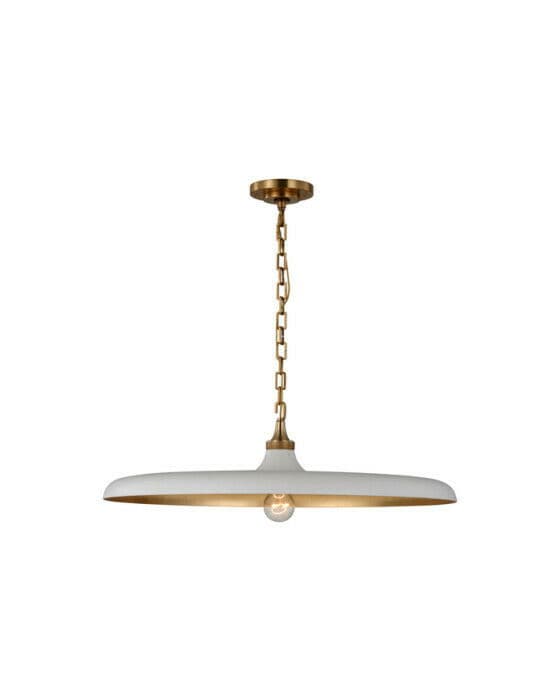 Piatto Pendant Antique Brass/White L