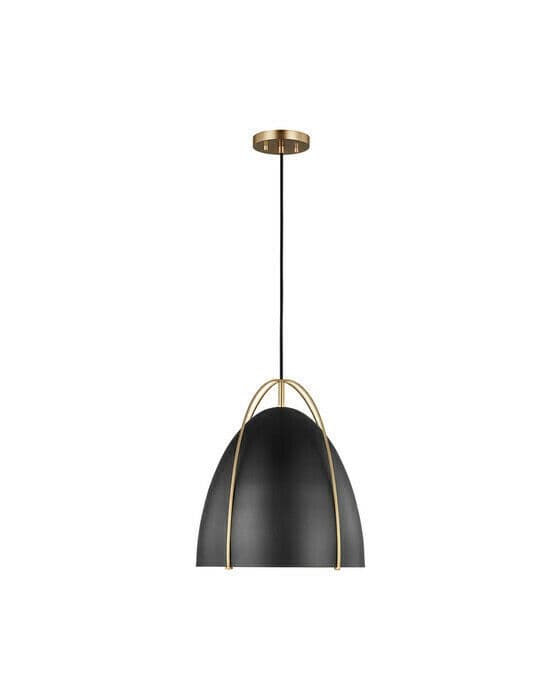 Norman One Light Pendant Satin Brass/Matte Black