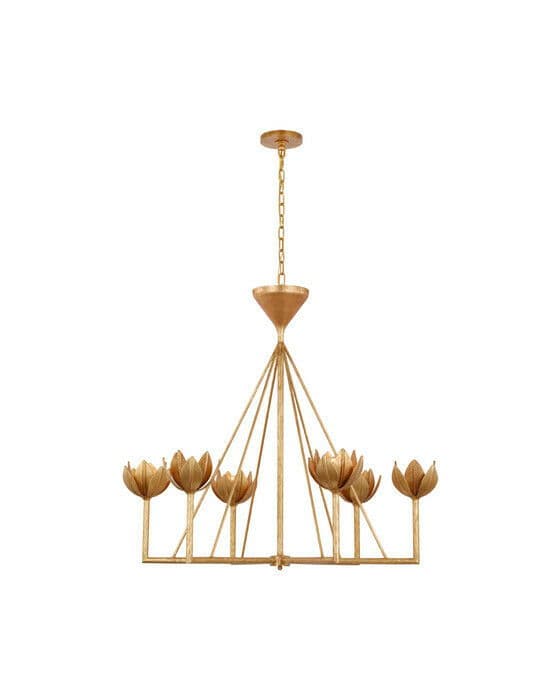 Alberto Low Ceiling Chandelier Antique Gold Leaf L