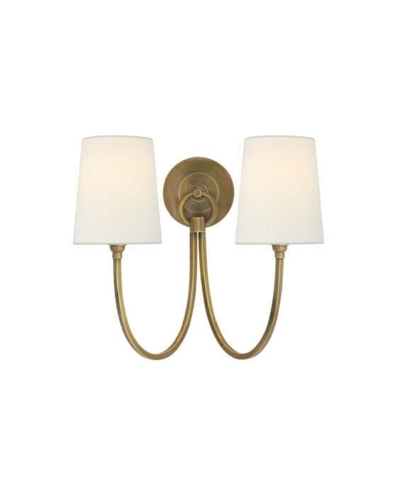 Reed Double Sconce Antique Brass