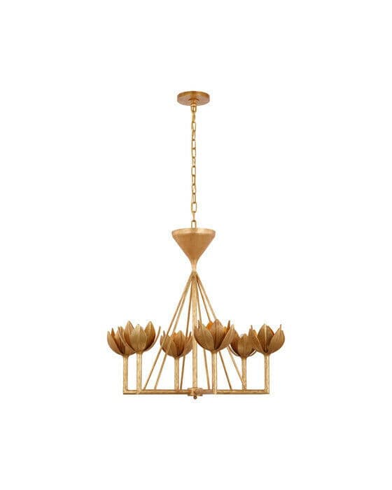 Alberto Small Low Ceiling Chandelier Antique Gold Leaf