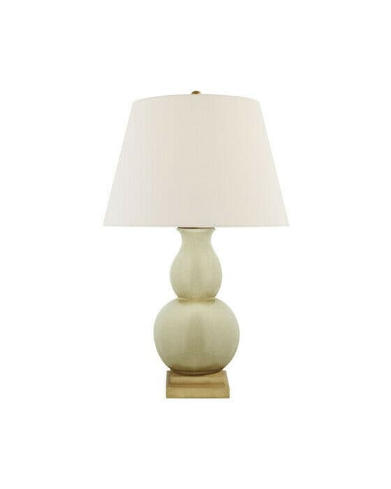 Gourd Form Table Lamp Tea Stain/ Linen Small